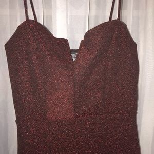 Burgundy Glitter Bodycon Dress